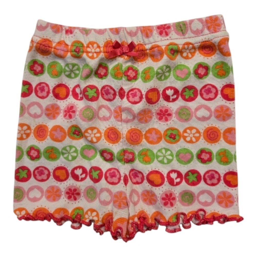 Vintage 1990s Y2k Basic Editions Colorful Patterned Ruffle Hem Shorts